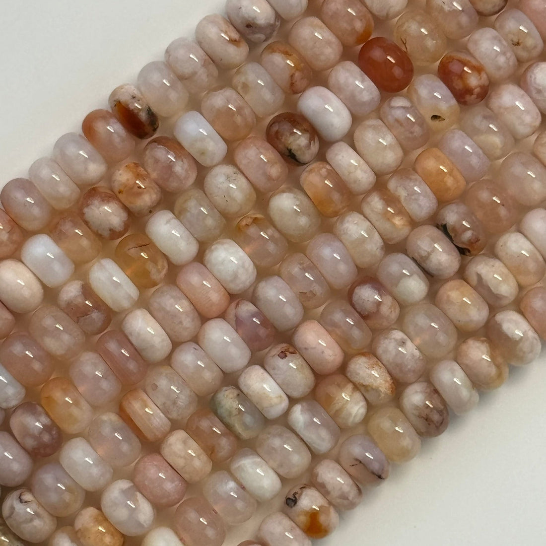Sakura Agate gemstone beads rondelle shape and polished finish