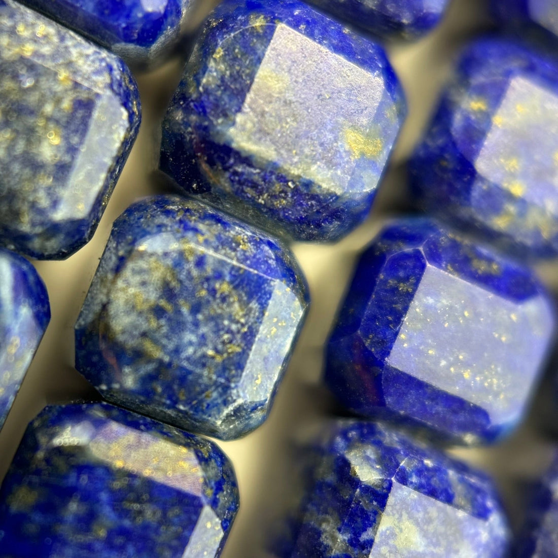 Lapis Lazuli Gemstone Beads in Square Cube Shape and Faceted Finish- Jewelry Supplies - - Handpicked by Reza Piroznia