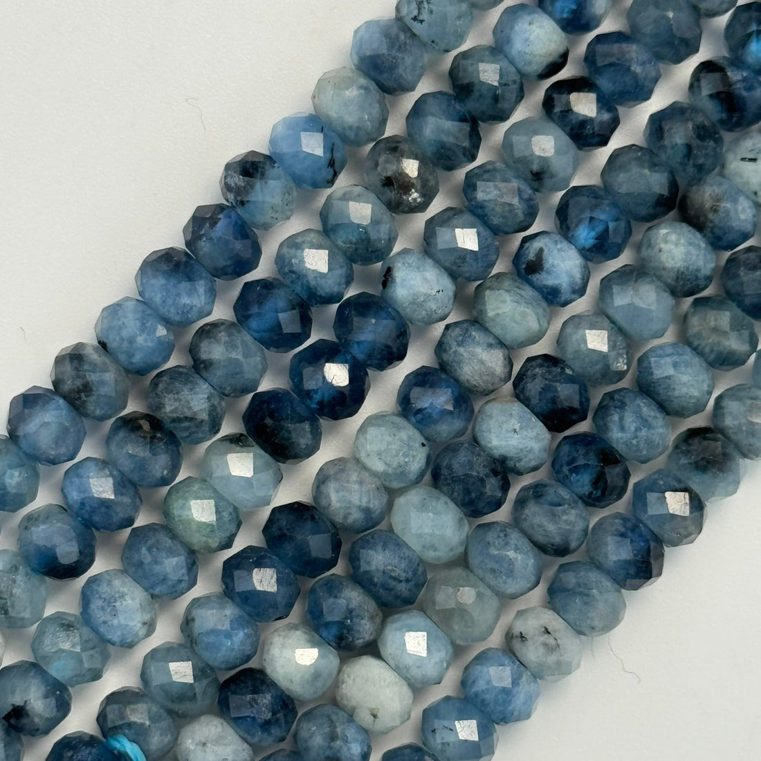 March birthstone - Aquamarine - Faceted Finish and Rondelle Shape