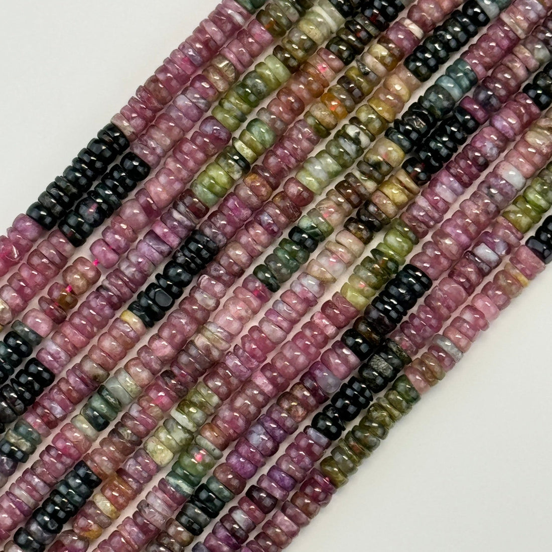Tourmaline Gemstone in Roondelle Shape and Polished Finish