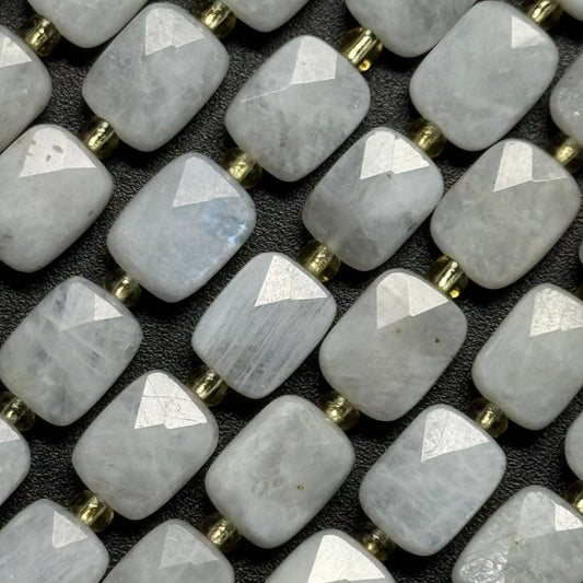 rainbow moonstone gemstone beads - with faceted finish in strand with nice blue hue and white color