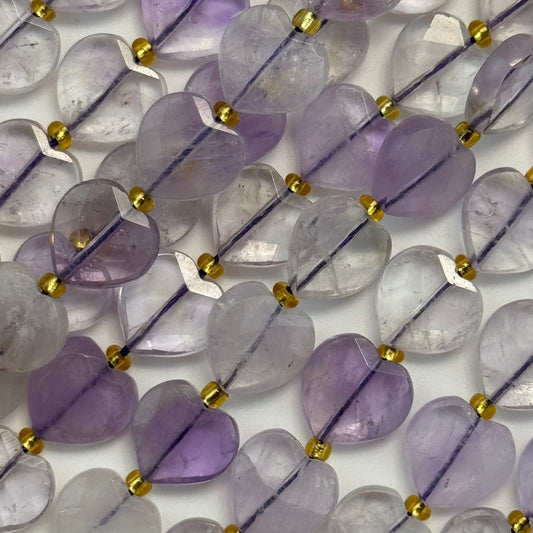 Lavender Amethyst or Light Amethyst in Heart Shape and Faceted Finish as a birthstone