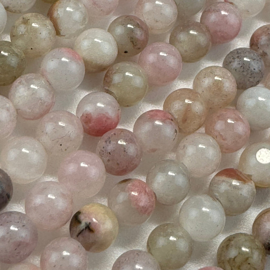 Sakura Rhodonite Stone Beads - Polished Finish- Round Shape