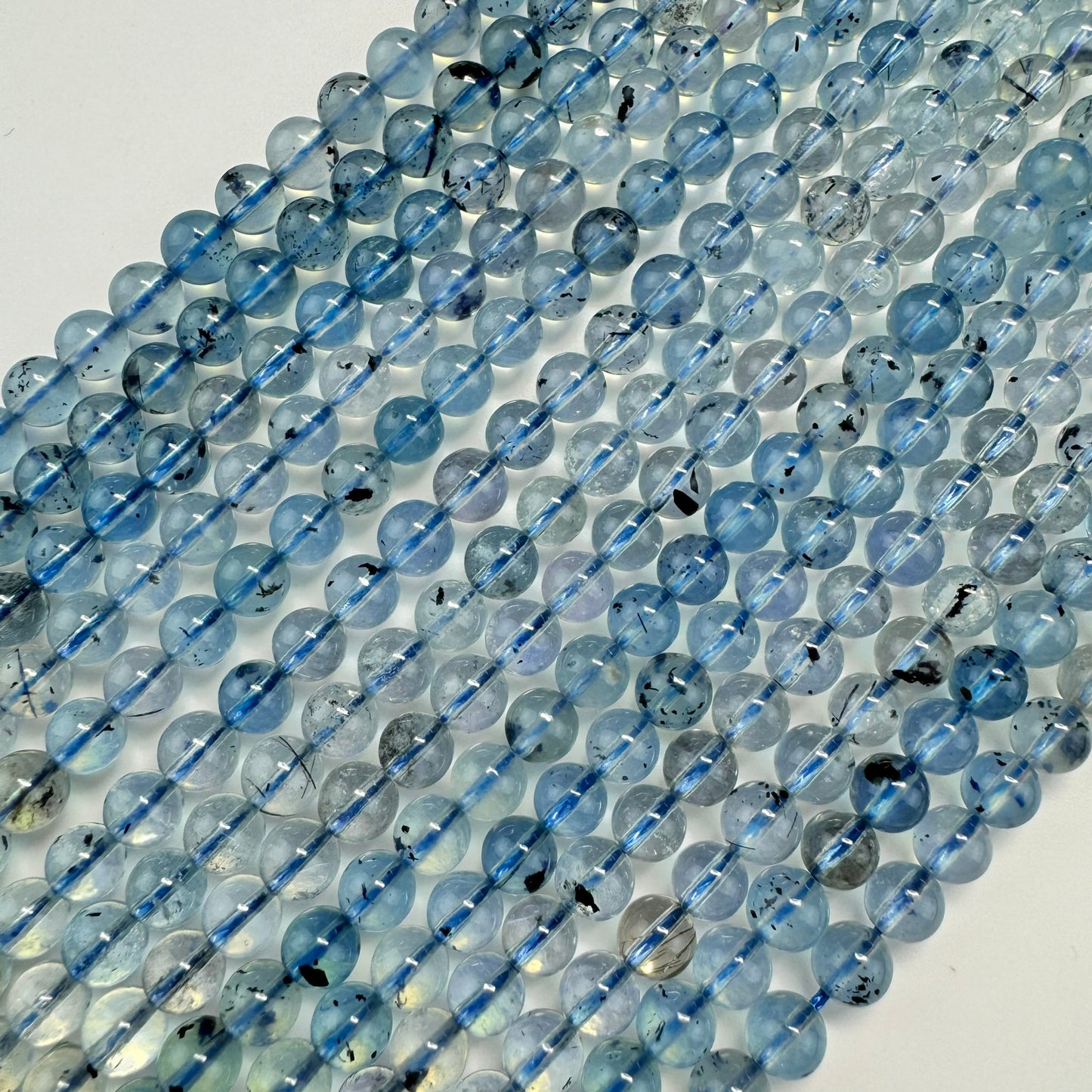 Aquamarine Polished Round Gemstone Beads (6mm) - AAA Quality image 6