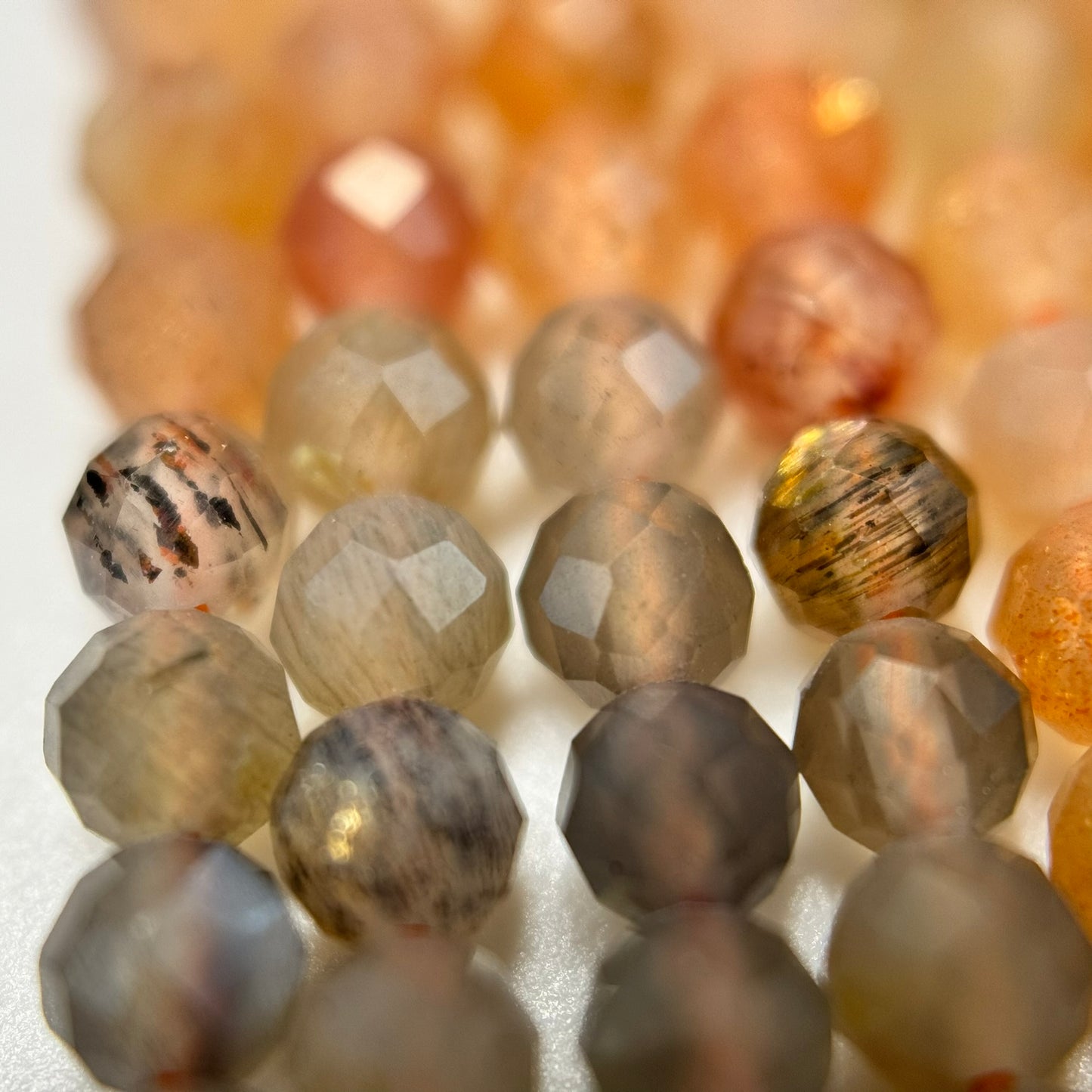 Moonstone Sunstone Faceted Round Beads image 3
