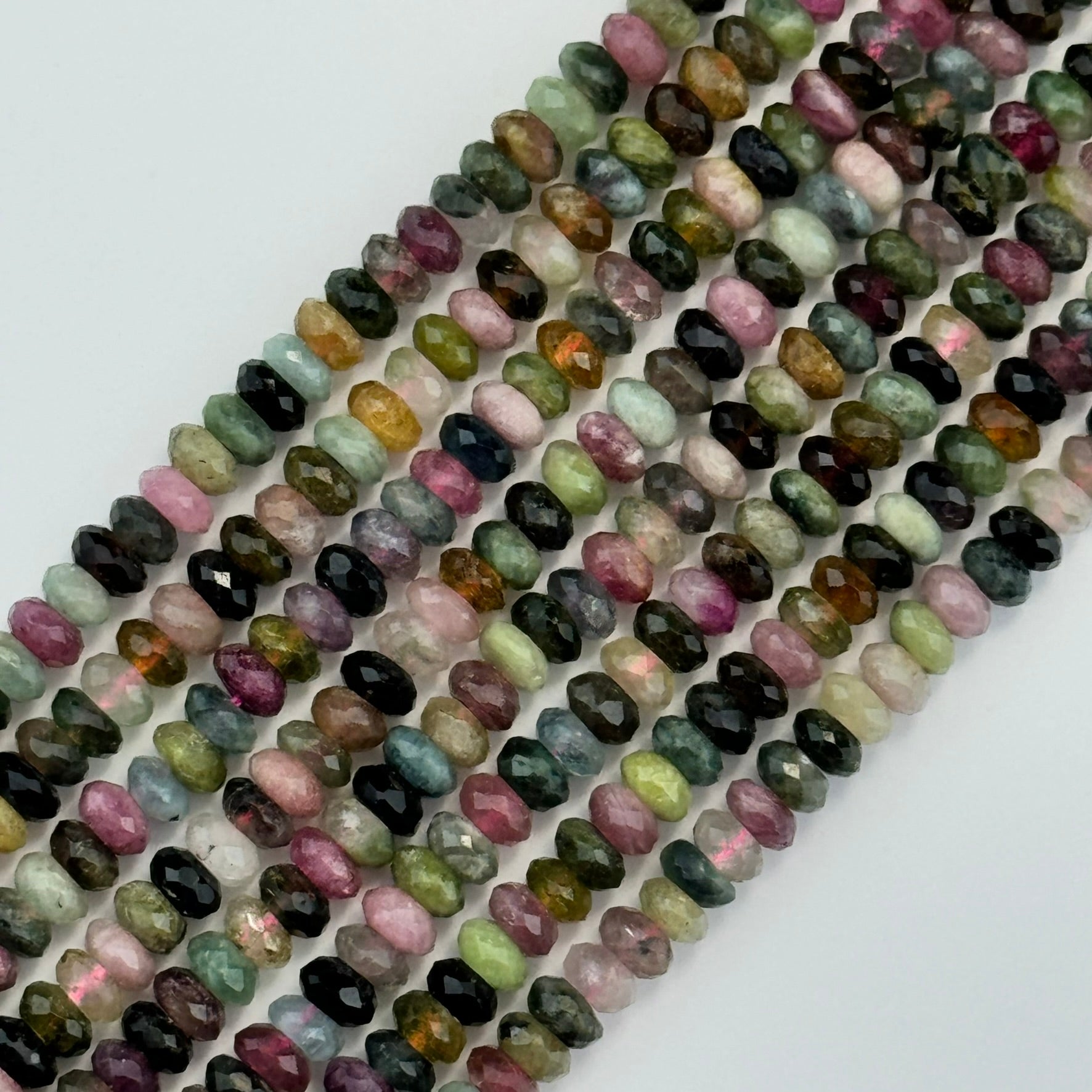 Faceted Multicolor Tourmaline Rondelle Beads (6.5x3.5mm) image 0