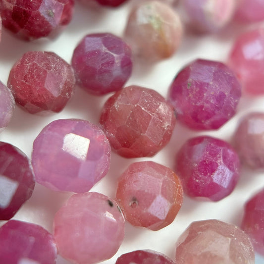 Ruby Faceted Natural Round Precious Stone Beads - (AAAA Quality)