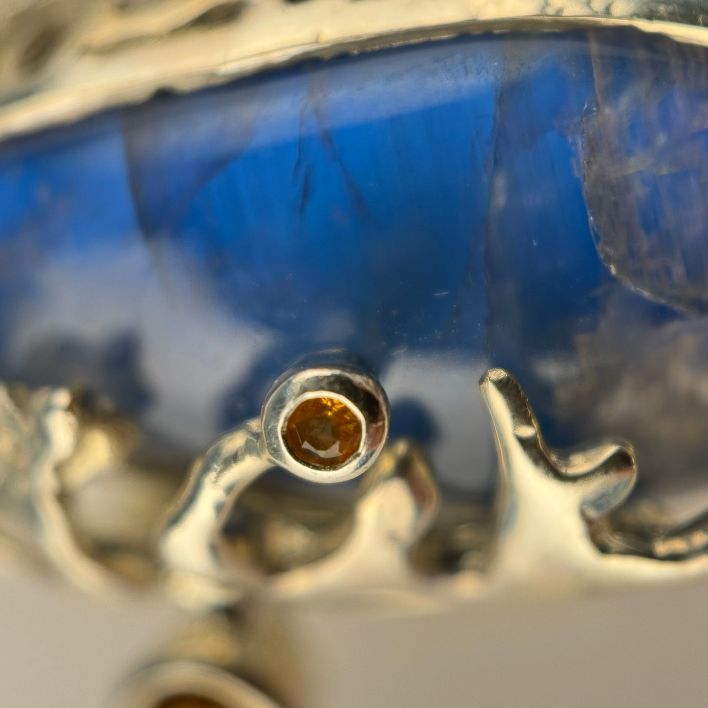 Rainbow Moonstone Coral Reef Pendant with Three Yellow Sapphires image 4