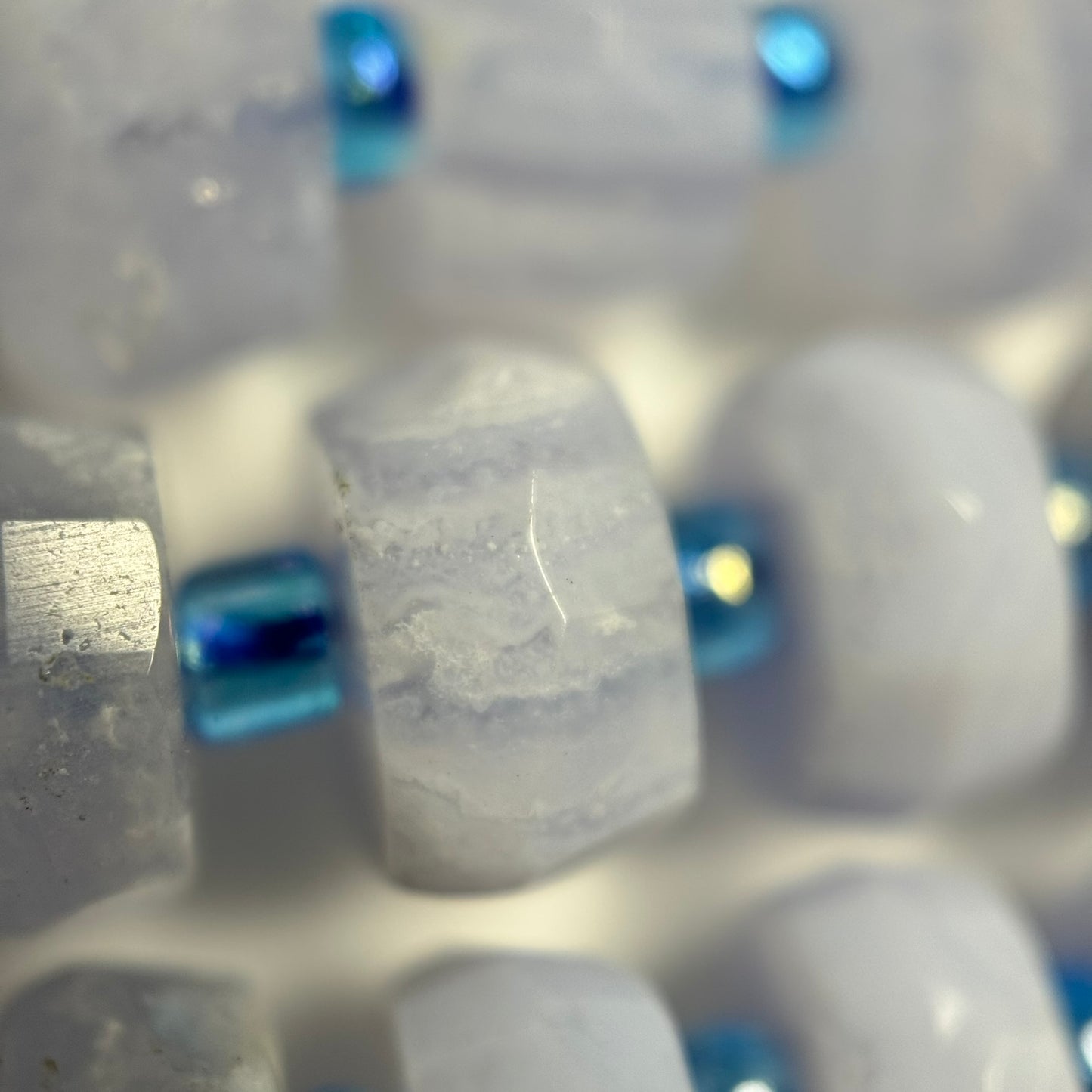 Natural Blue Lace Agate Faceted Rondelle Beads (8x4mm) image 3