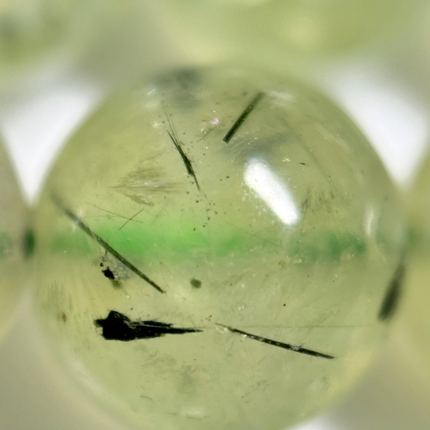 Prehnite with Epidote Polished Round Beads image 1