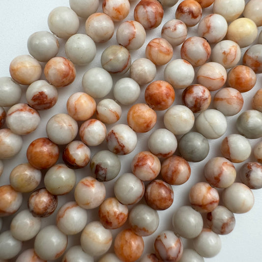 Red Veined Jasper Polished Round Beads image 0