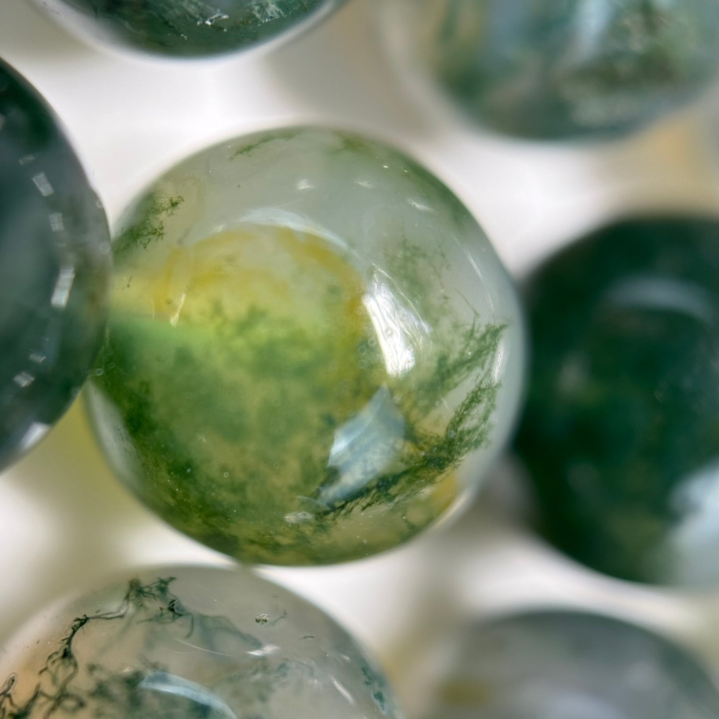 Moss Agate Polished Round Beads - AAA Quality image 2