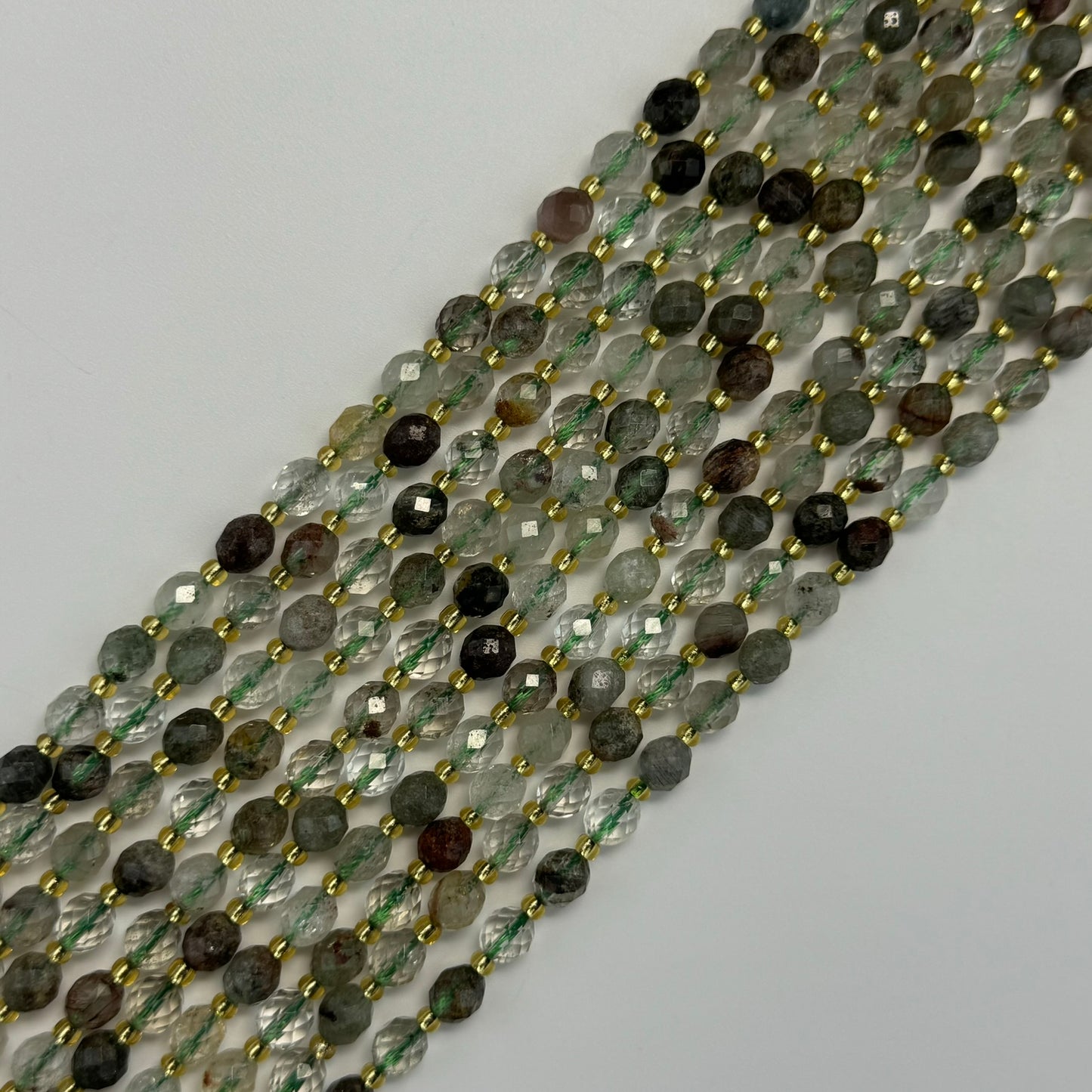 Lodalite (Chlorite) Faceted Barrel 8×6 mm Beads image 0
