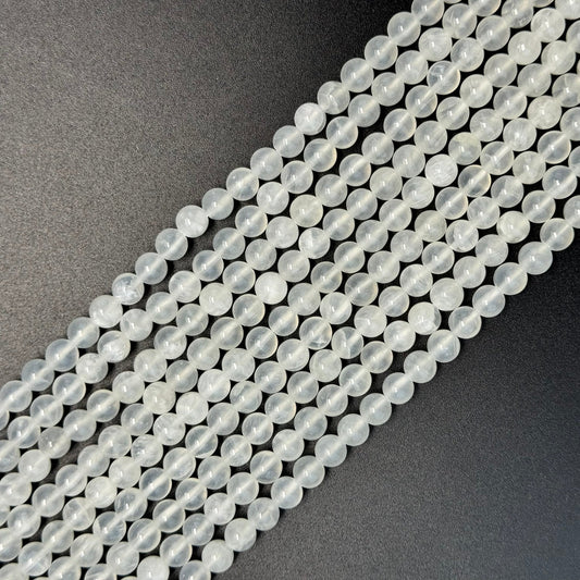 White Calcite Polished Round Beads