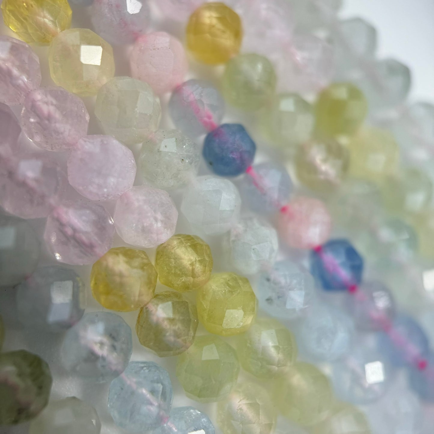 Morganite Aquamarine Faceted Round Beads - AAA Quality image 1