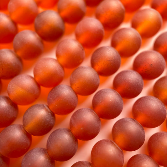 Carnelian Beads - Frosted Round
