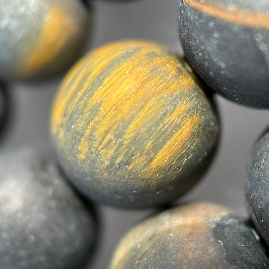 Tiger's Eye Blue Frosted Round Beads (A Quality)