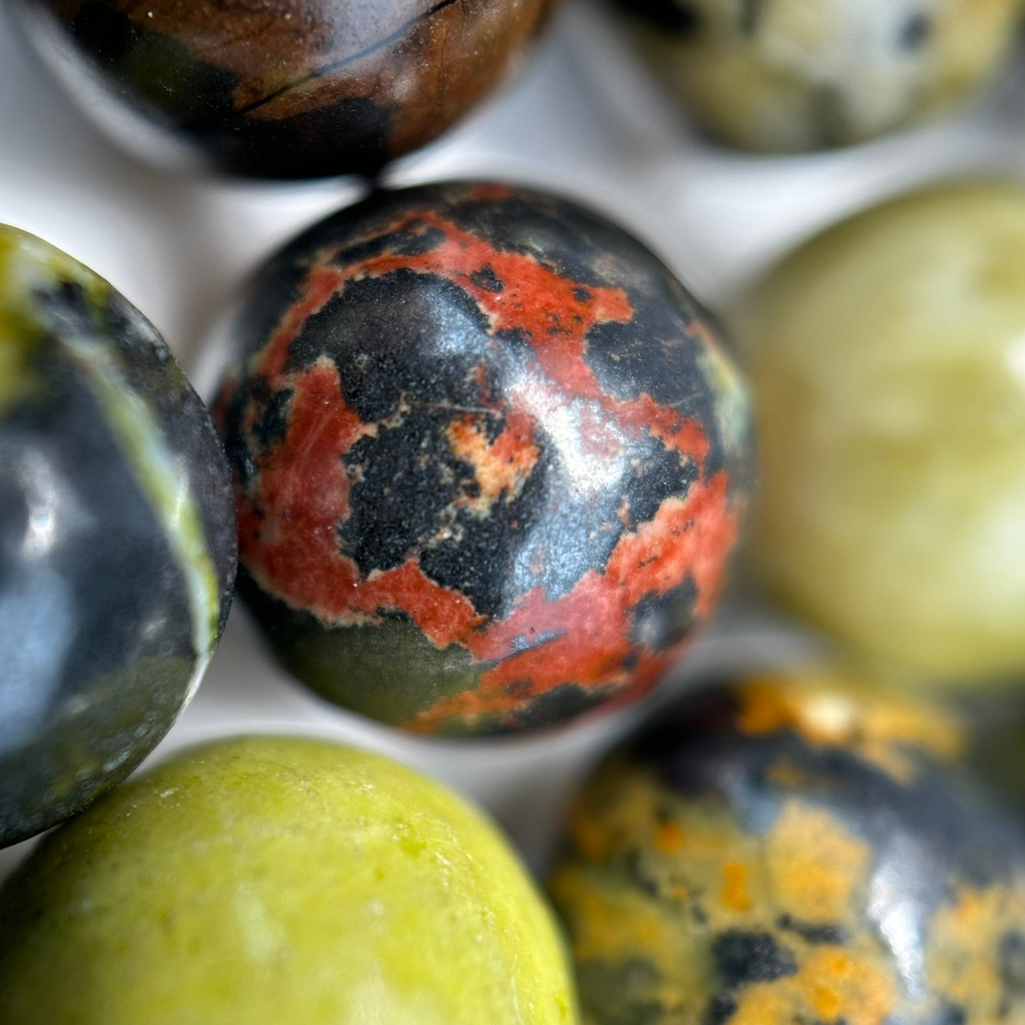 Green Dendritic Opal Polished Round Beads image 7