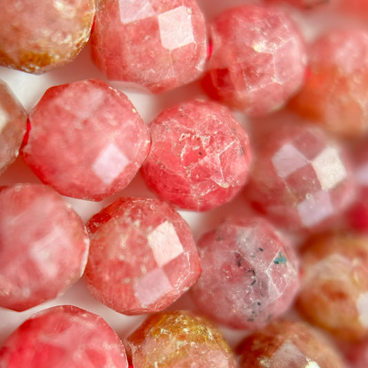 Rhodonite Faceted Round Beads - (AA Quality)