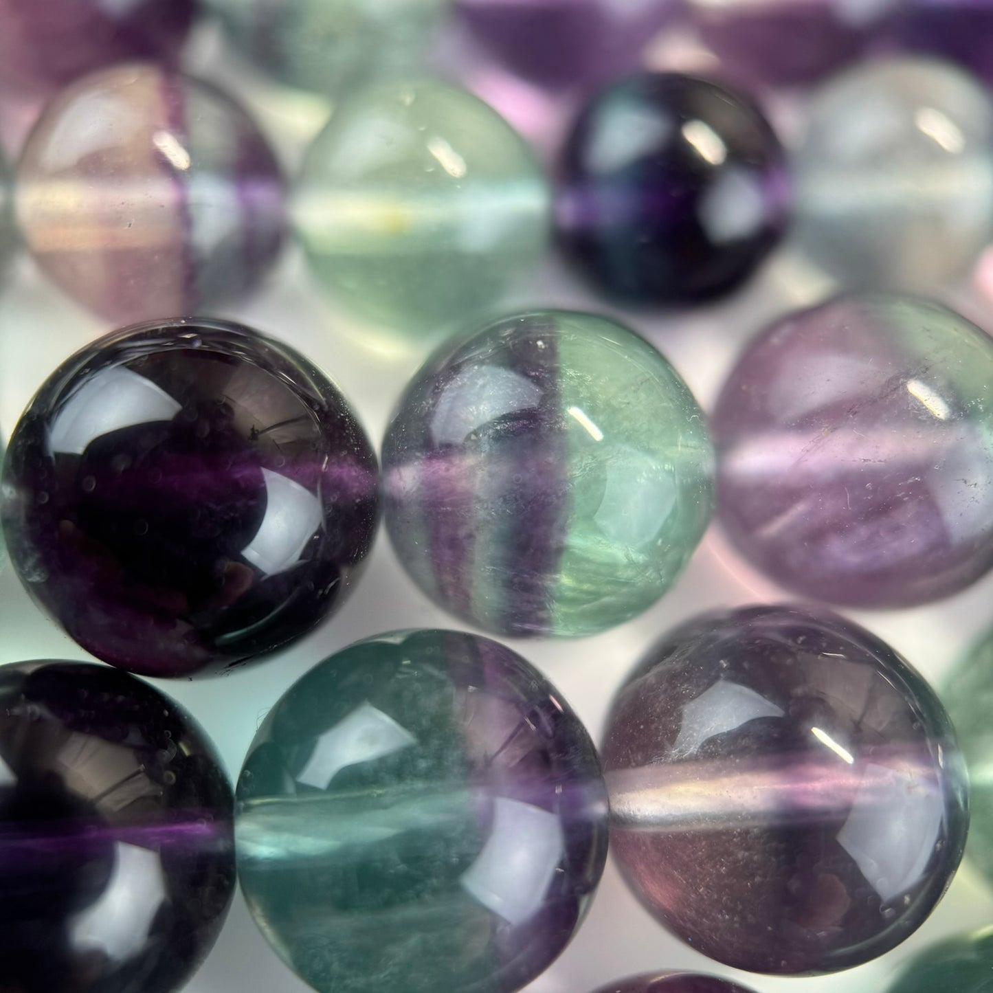 Rainbow Fluorite AA Polished Round Beads image 1