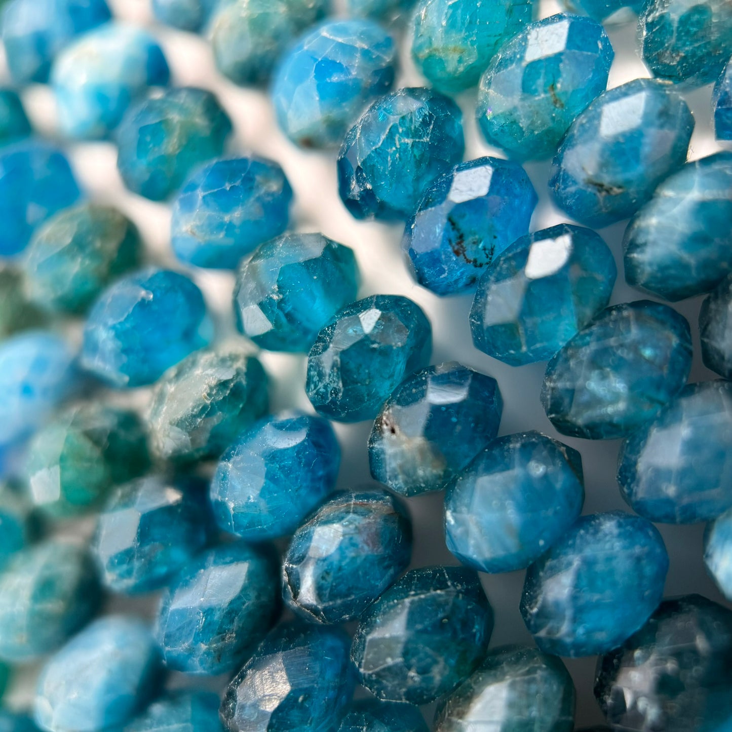 Blue Apatite Faceted Rondelle Beads (6x4mm) image 1