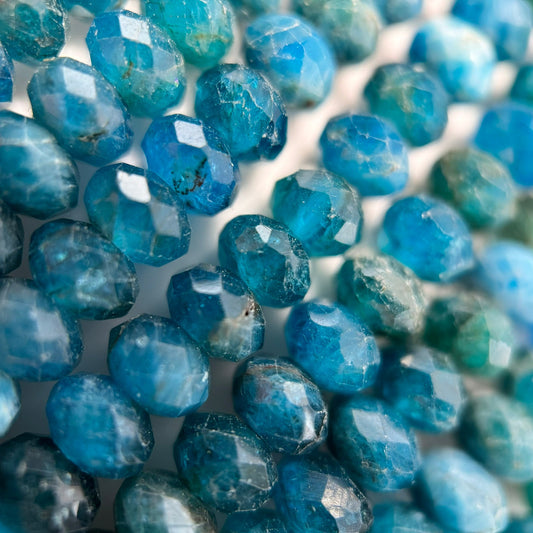 Blue Apatite Faceted Rondelle Beads (6x4mm)