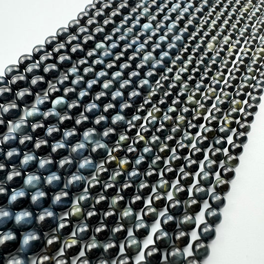 Tiger's Eye Natural Blue Polished Round Beads