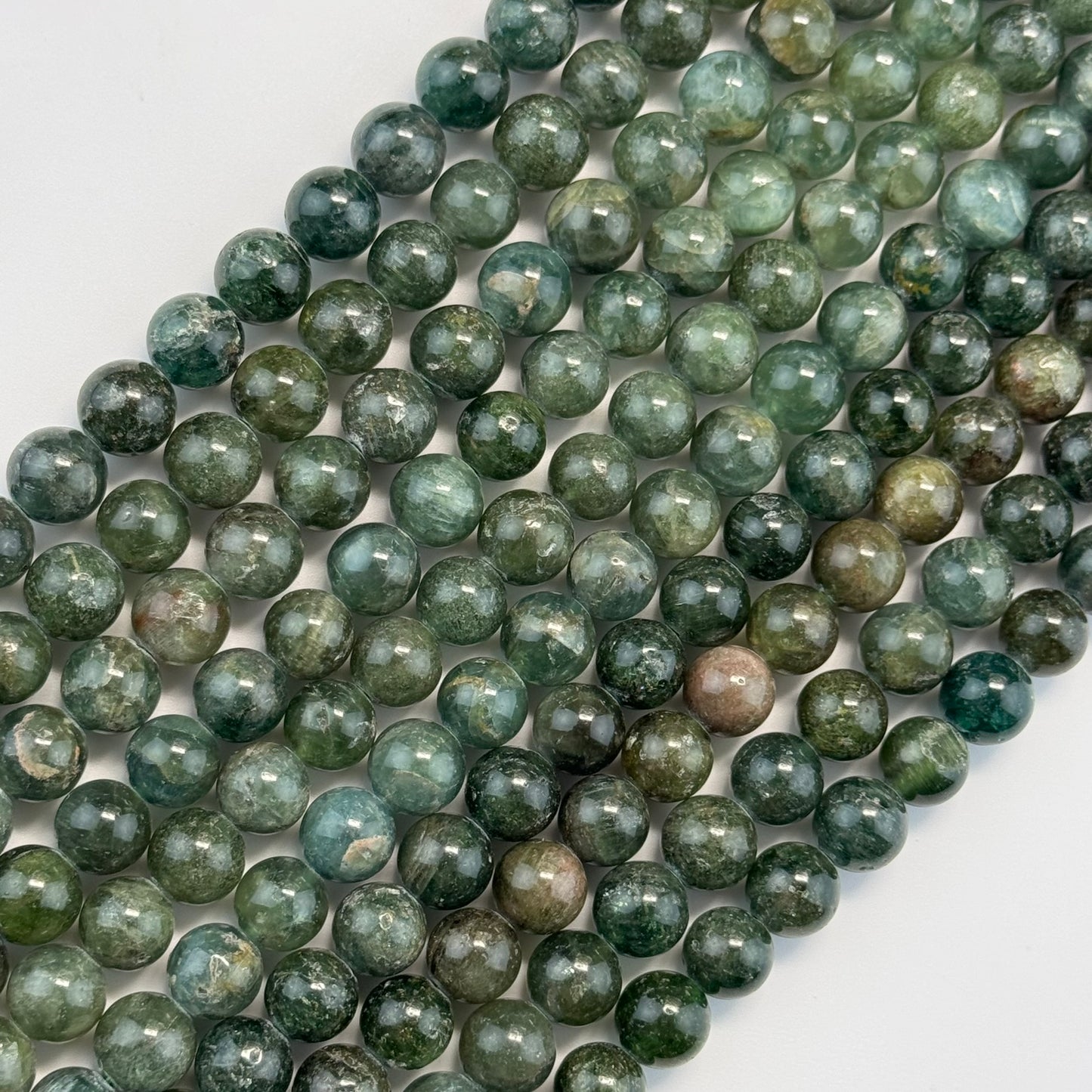 Cat's Eye Green Apatite Polished Round Beads image 0