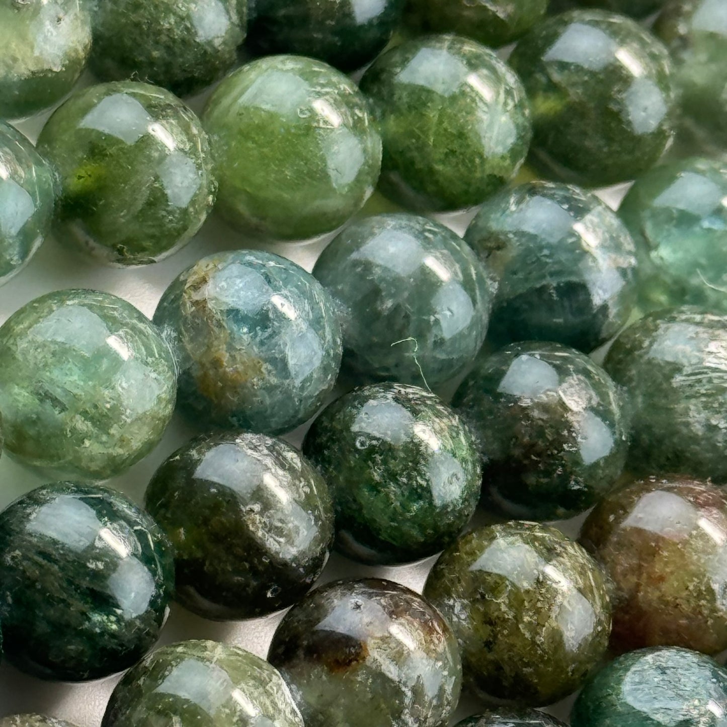 Cat's Eye Green Apatite Polished Round Beads image 4