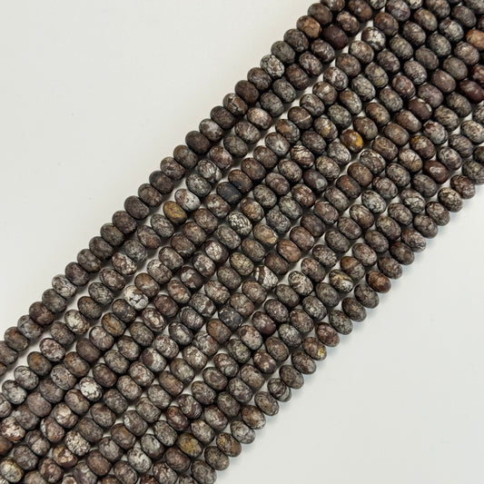Brown Coral Jasper Frosted Rondelle Beads image 0
