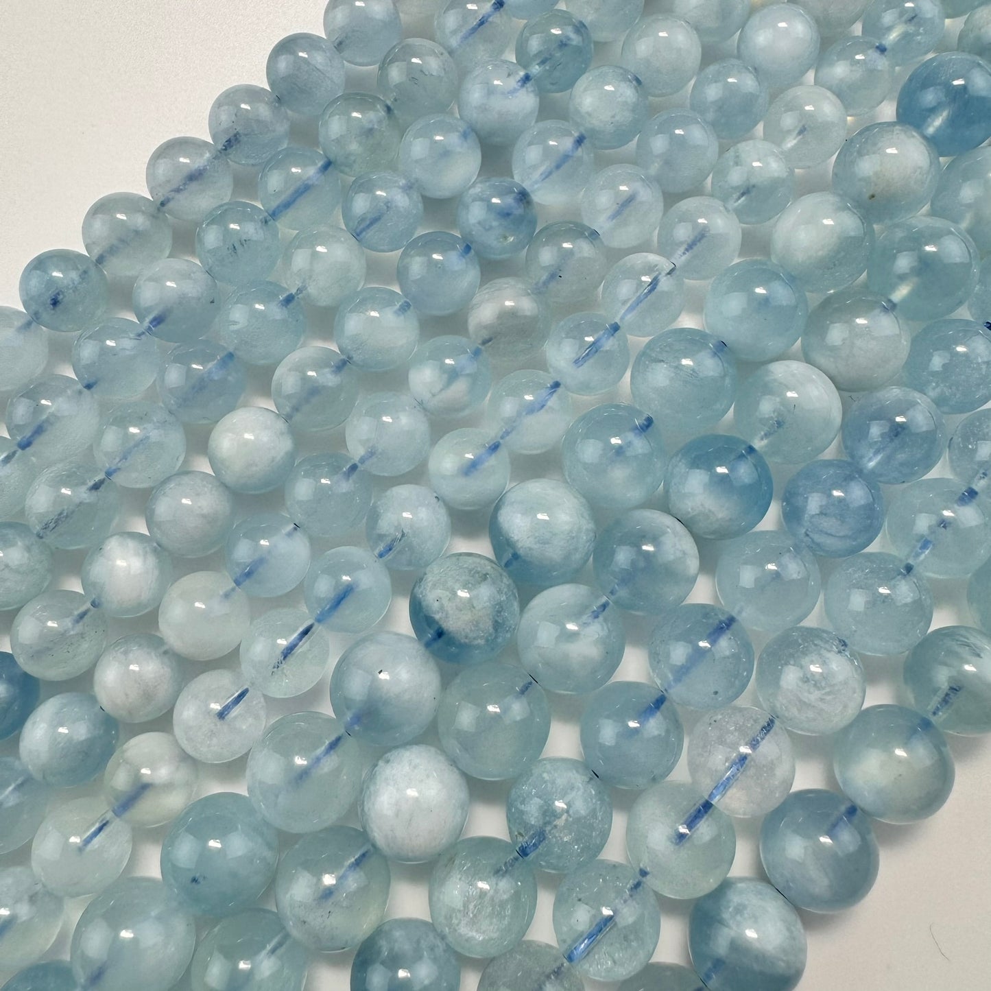 Aquamarine AA Polished Round Gemstone Beads image 2