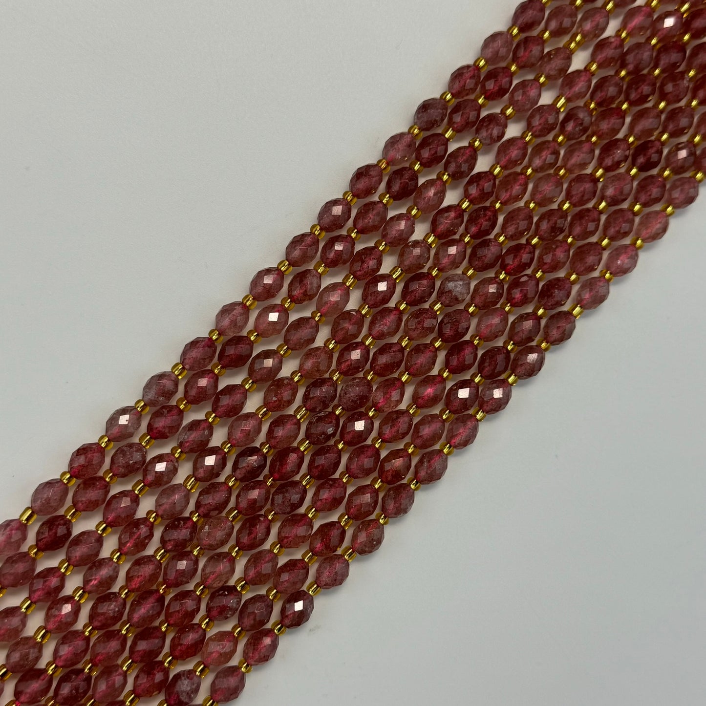 Strawberry Quartz Faceted Barrel 8 Beads image 4