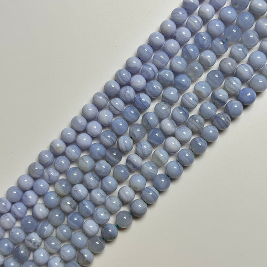 Blue Lace Agate Beads - Polished Round