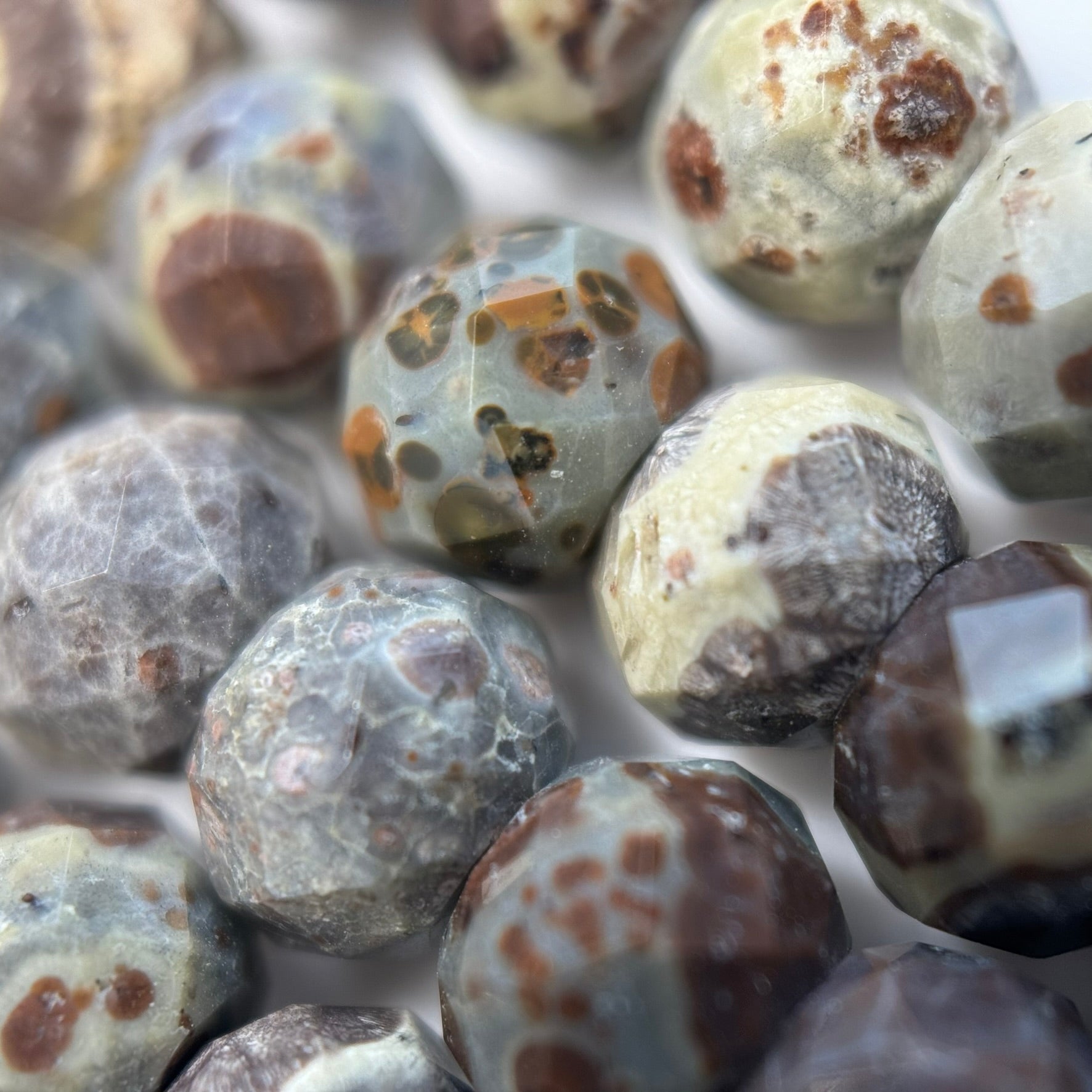 Ocean Fossil Jasper Faceted Rondelle Beads image 6