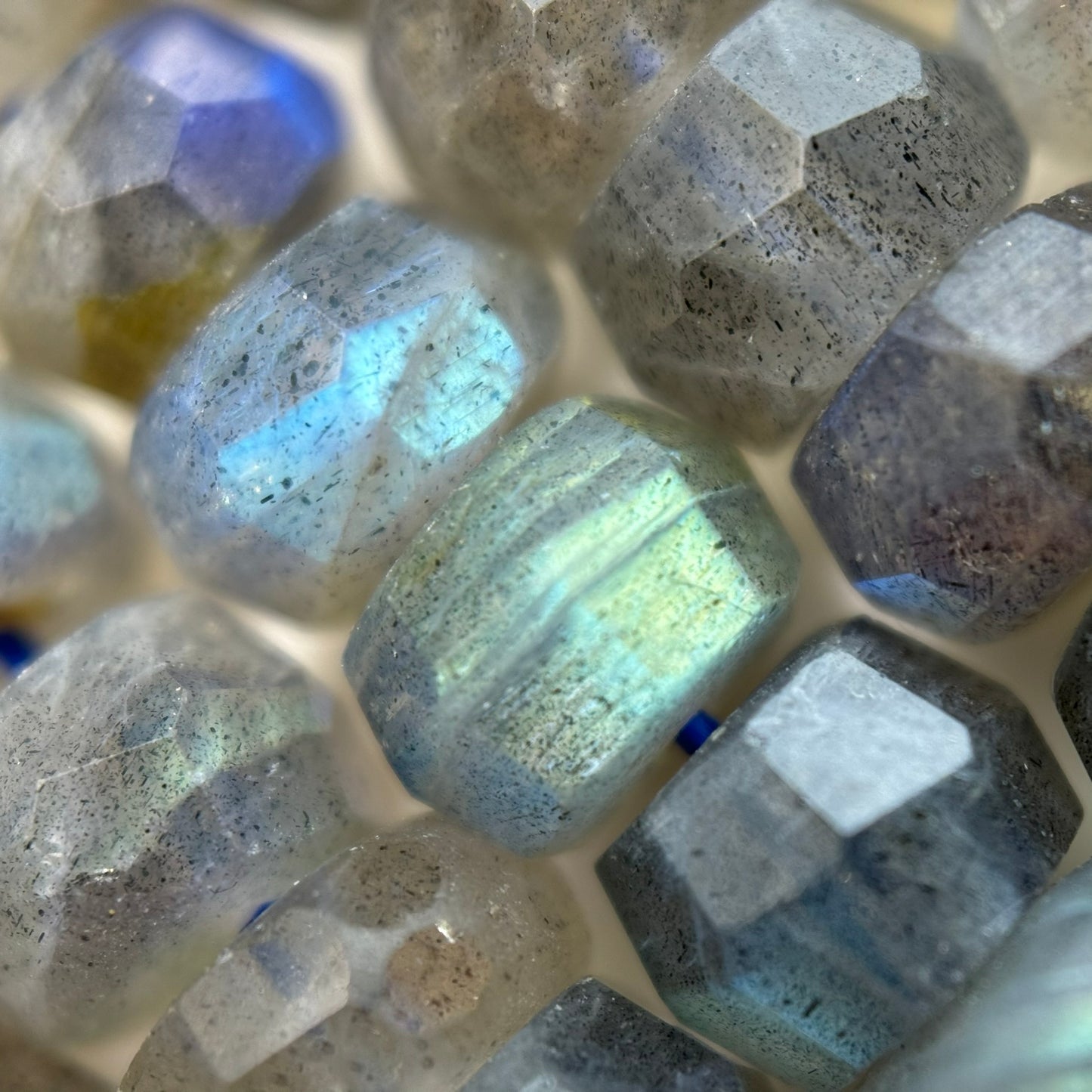 Labradorite Single Cut Faceted Rondelle Beads (High Quality) image 3