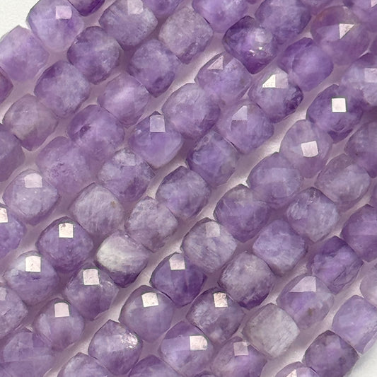Lavender Amethyst Faceted Square Beads