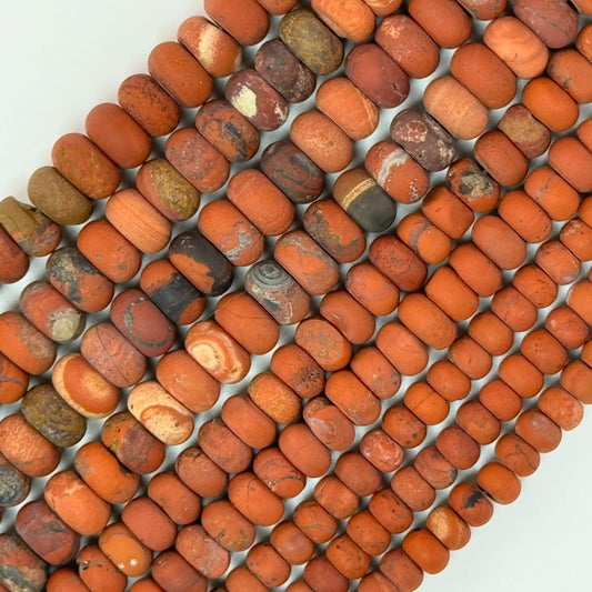 Red Jasper Frosted Rondelle Beads image 0