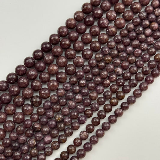 Lepidolite Beads - Polished Round Beads - (AAA Quality)