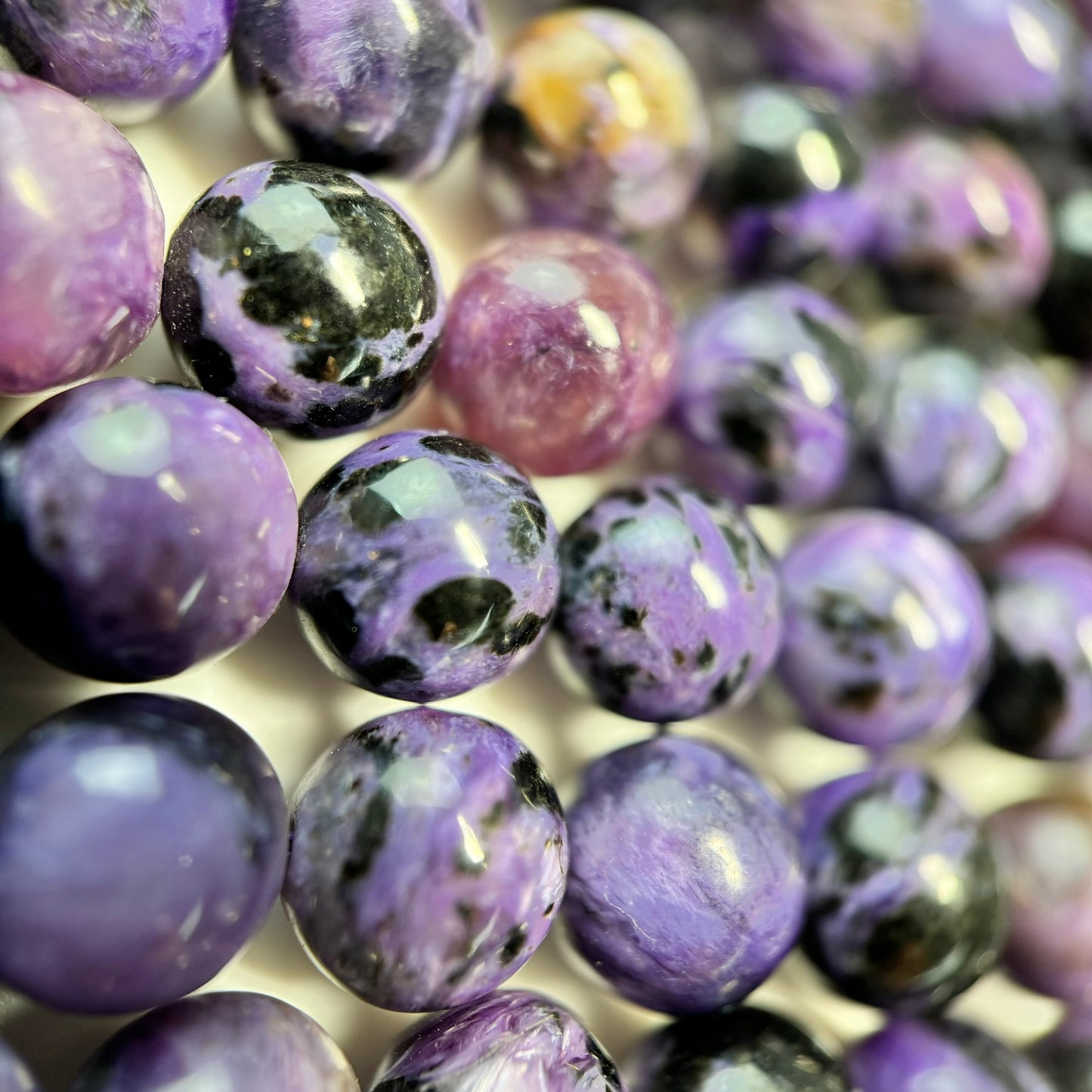 Dark Charoite Polished Round Beads image 6