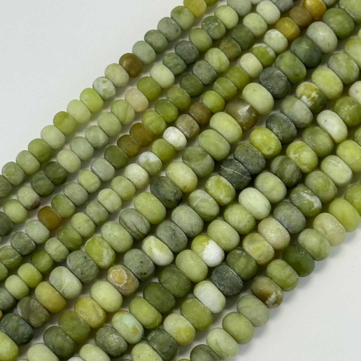 Green Serpentine Frosted Rondelle Beads image 0