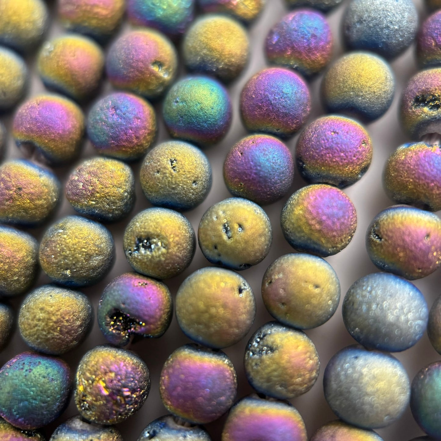 Rainbow Titanium Plated Aura Druzy Quartz Beads image 4