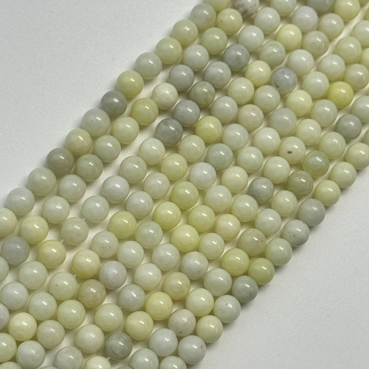 Light Lemon Serpentine Polished Round Beads image 2