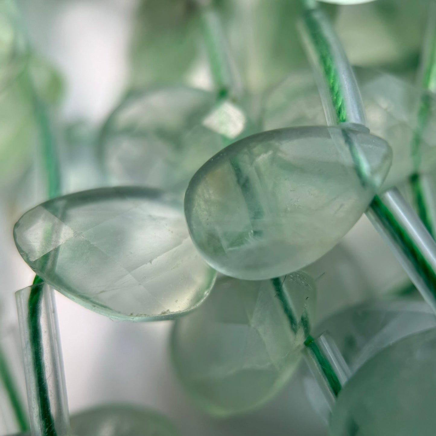 Green Fluorite Faceted Pear Shape Beads image 8