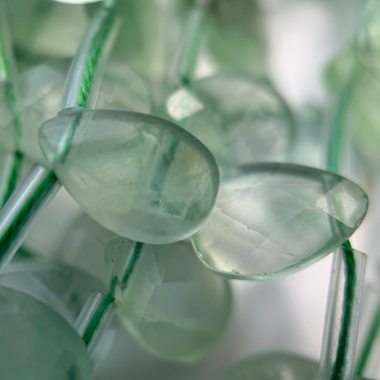 Green Fluorite Faceted Pear Shape Beads image 8