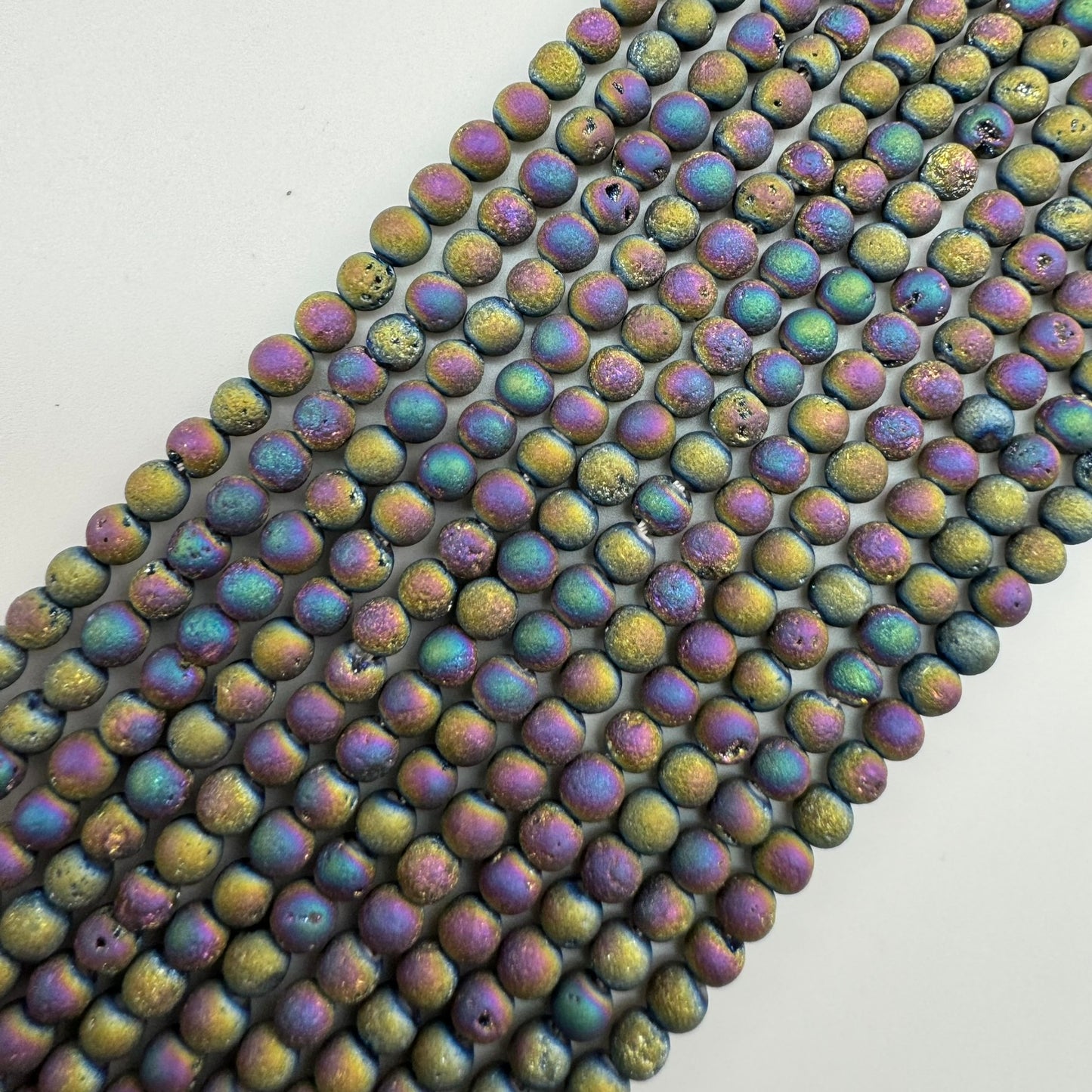 Rainbow Titanium Plated Aura Druzy Quartz Beads image 0