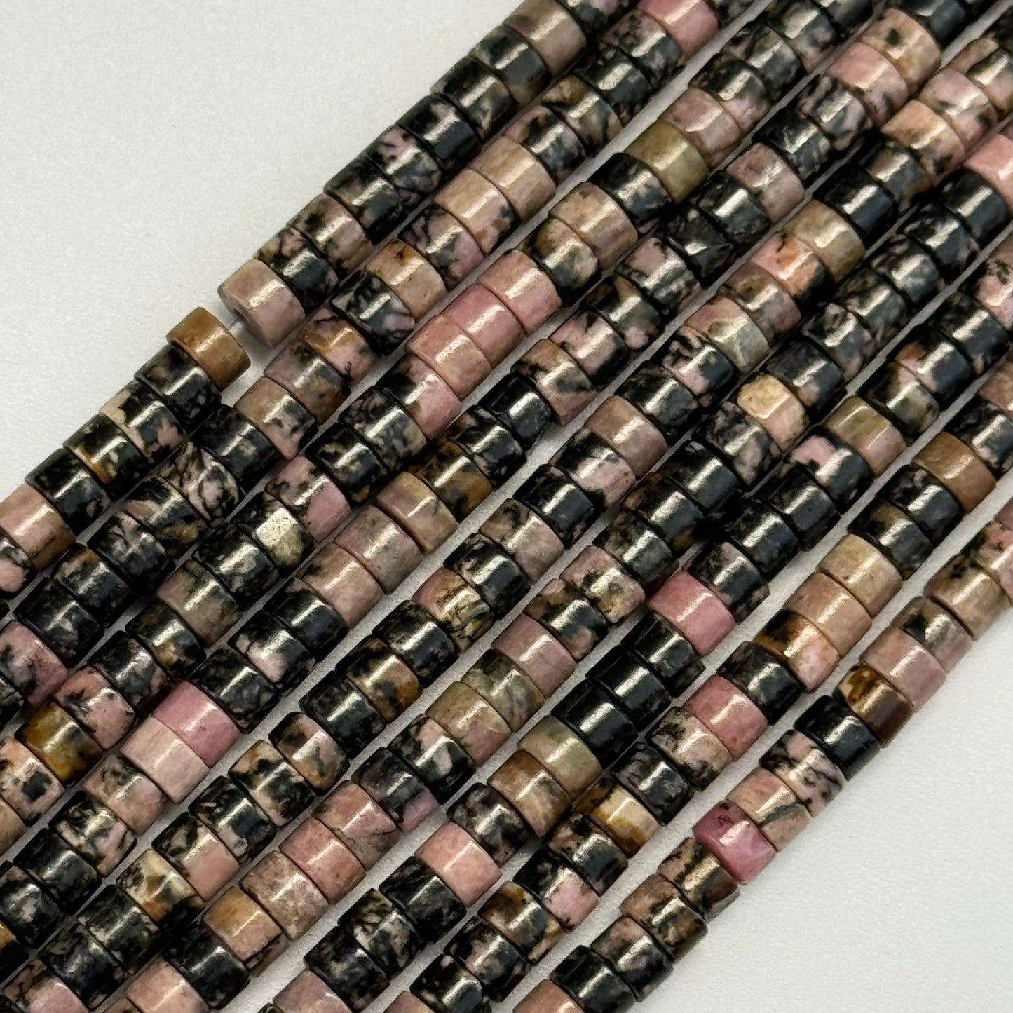 Rhodonite Dendritic Heishi Beads image 0