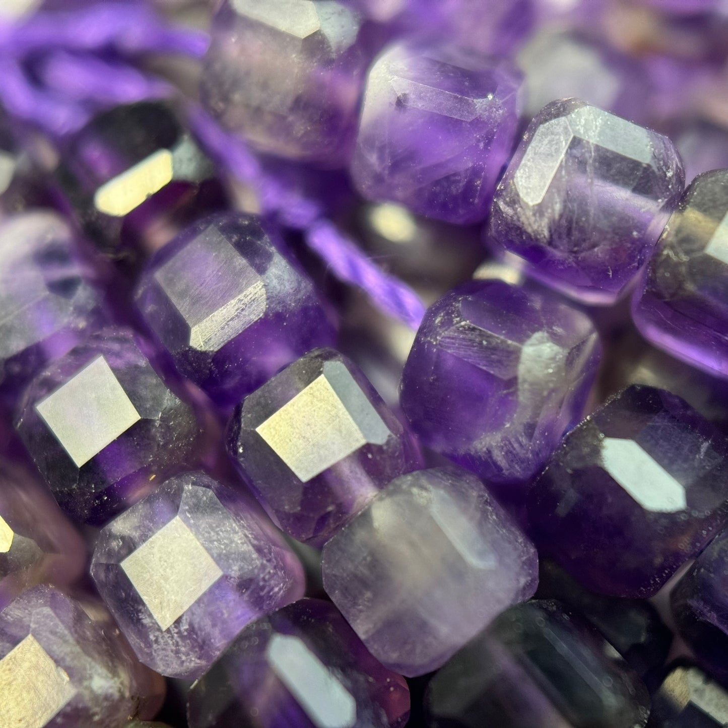 Amethyst Faceted Square Beads (AA Quality) image 3