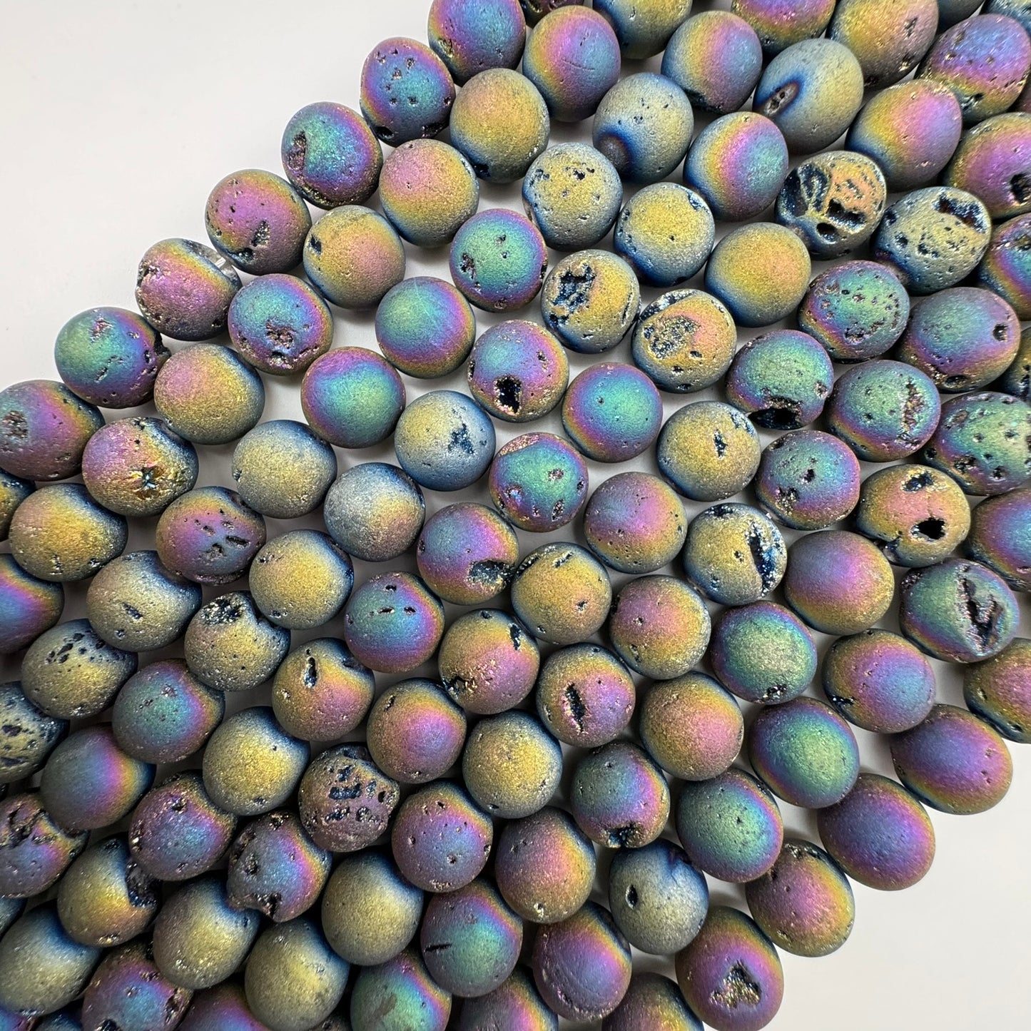 Rainbow Titanium Plated Aura Druzy Quartz Beads image 2