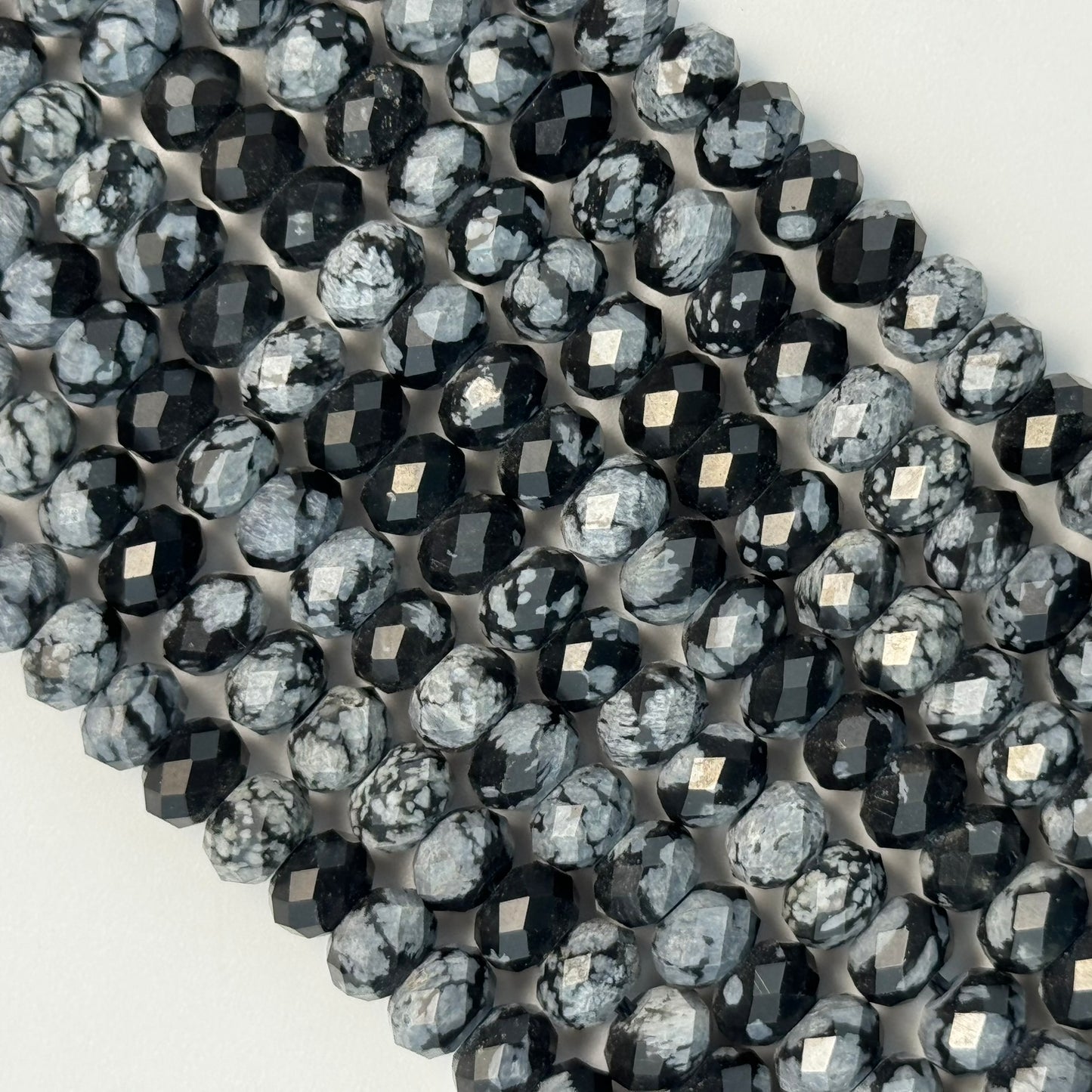 Snowflake Obsidian Faceted Rondelle Beads image 5