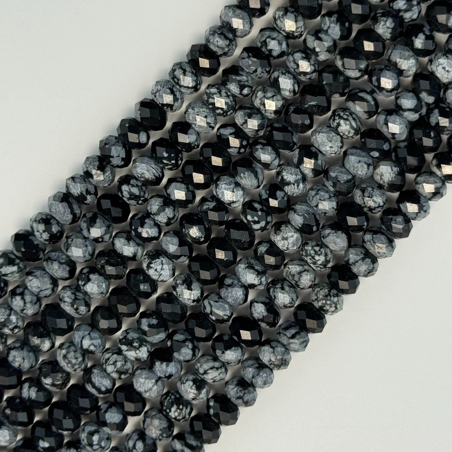 Snowflake Obsidian Faceted Rondelle Beads image 0